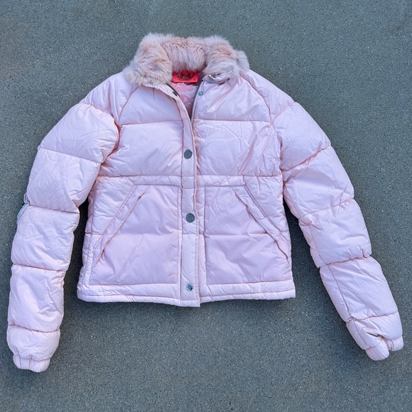 Juicy Couture Jackets & Blazers - Vintage Juicy Couture Pink Zip-Up Puffer Jacket 90% Down